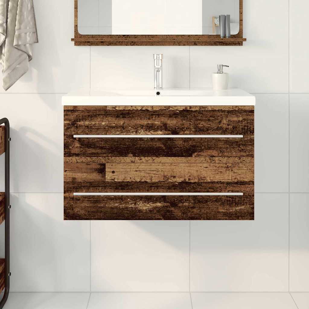 Waschbeckenunterschrank mit Becken mit Schubladen 2 pcs Altholz