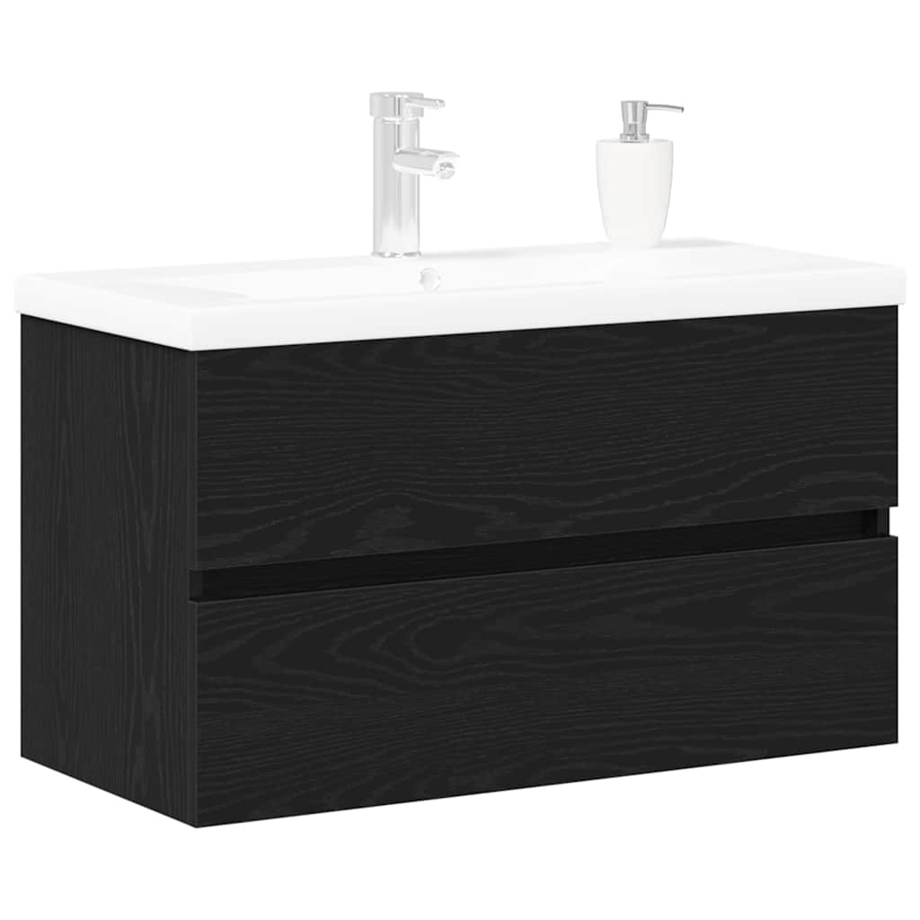 Waschbeckenunterschrank mit Tür Schwarze Eiche 80 x 39 x 62 cm