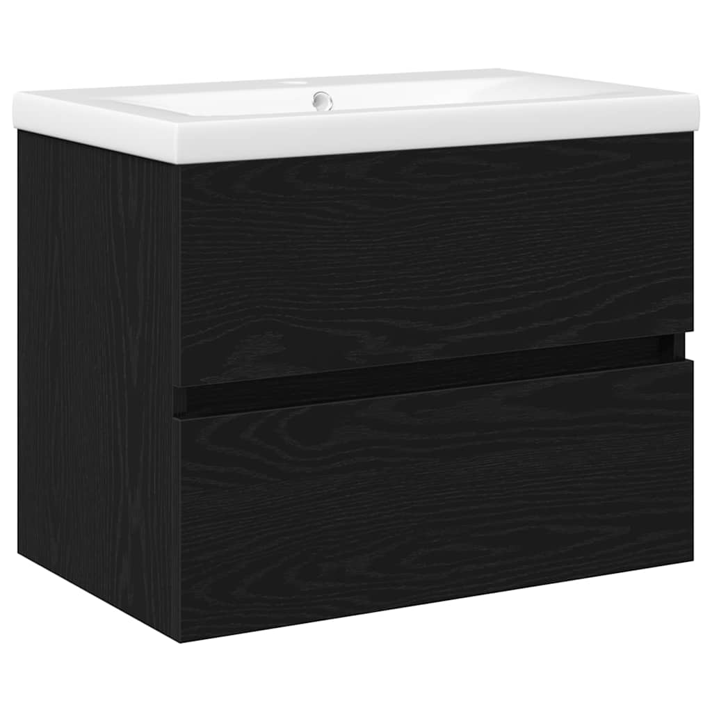 Waschbeckenunterschrank mit Tür Schwarze Eiche 60 x 39 x 62 cm