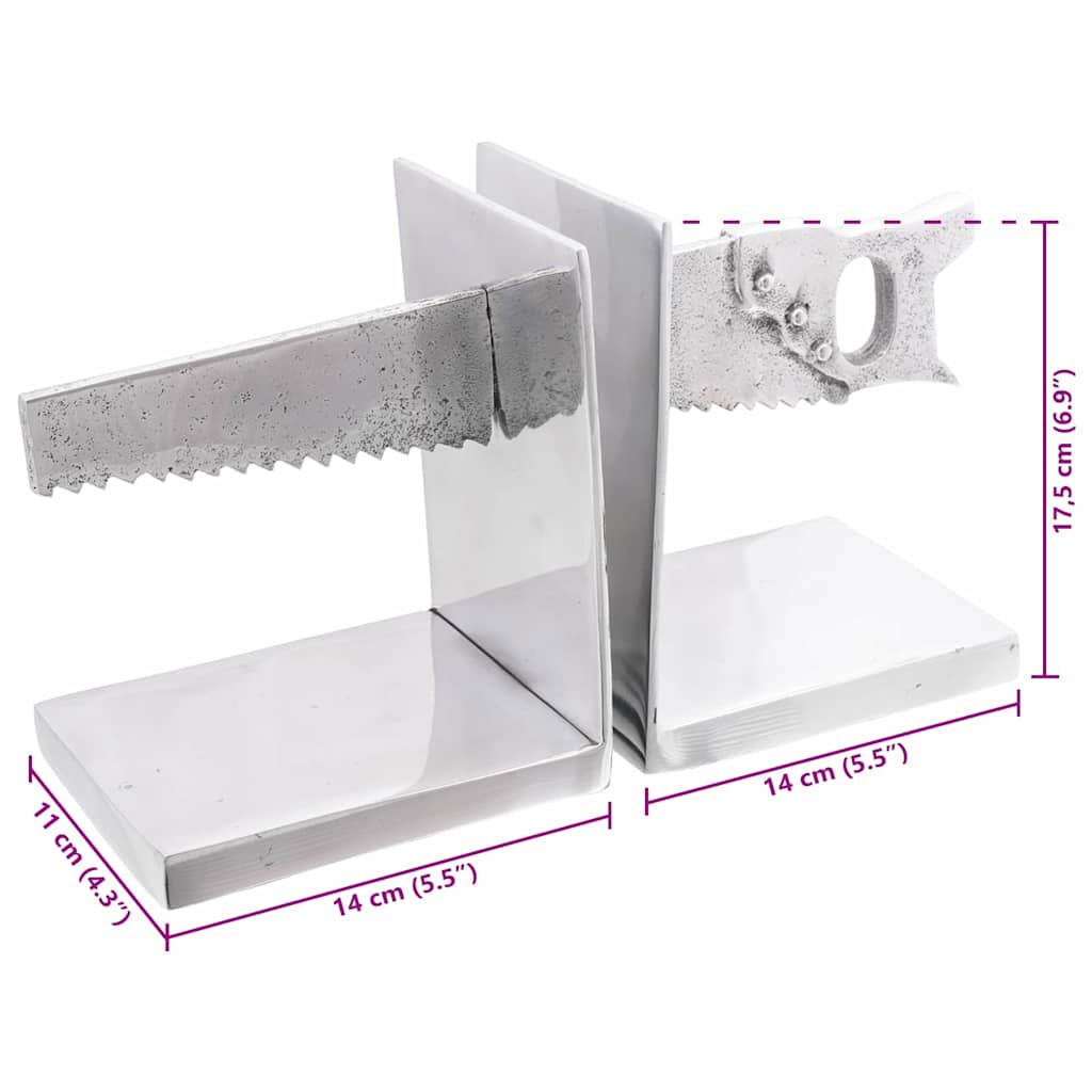 Buchstützen 2 stk. Silber 11 x 14 x 17,5 cm Aluminium