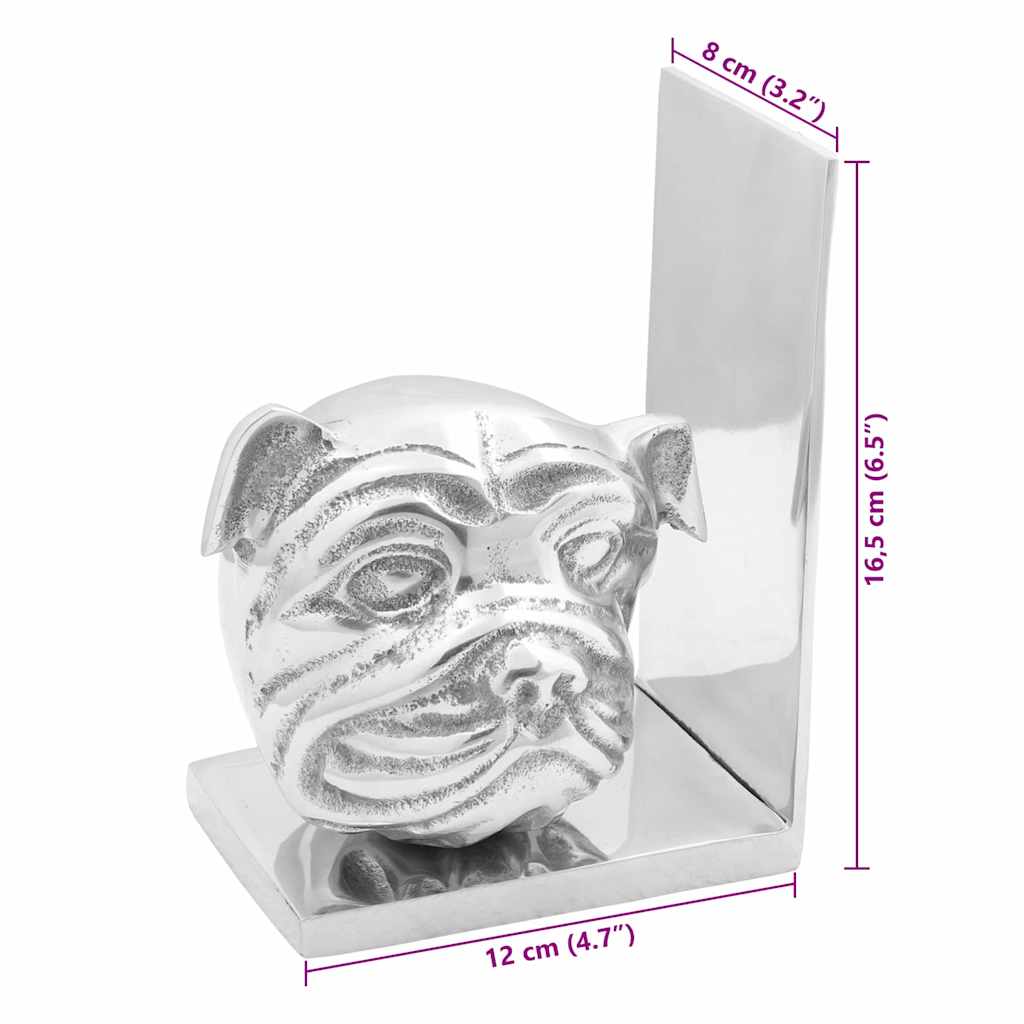 Buchstützen 2 stk. Silber 8 x 12 x 16,5 cm Aluminium