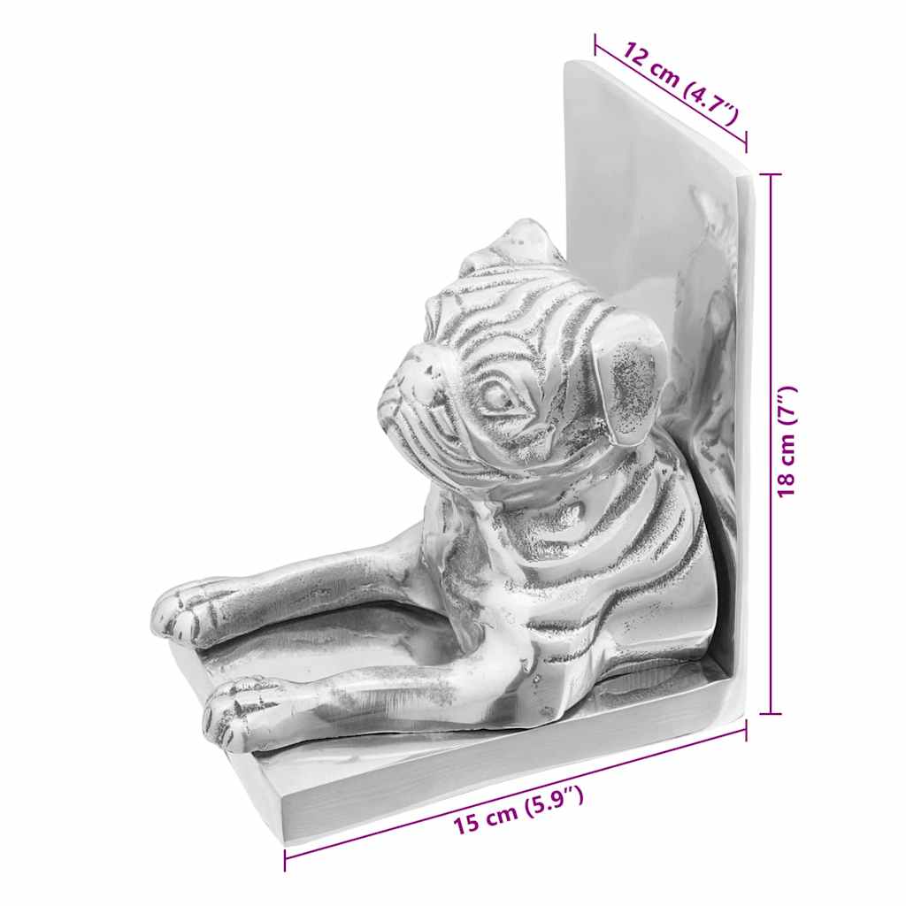 Buchstützen 2 stk. Silber 12 x 15 x 18 cm Aluminium