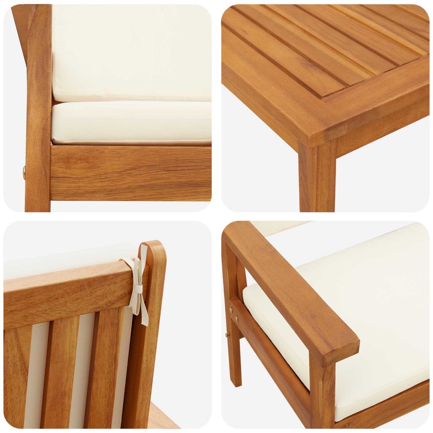 Gartensofa-set 2 stk. Cremeweiß Massivholz Akazie