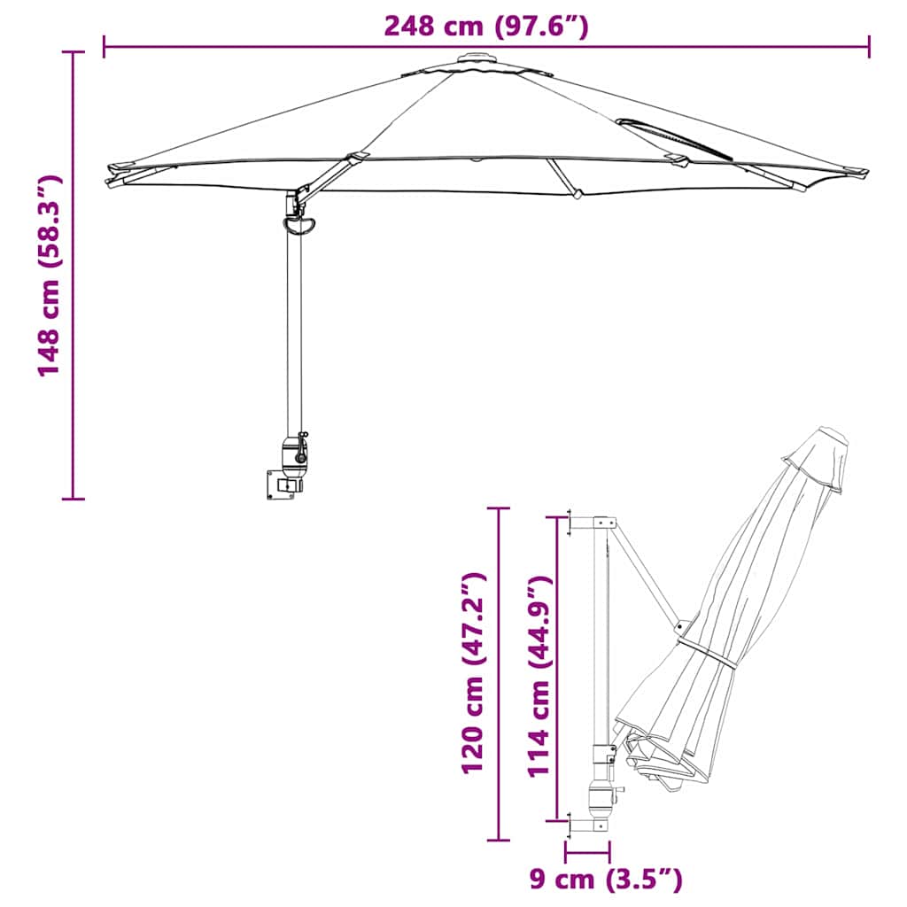 Garten-Sonnenschirm Terrakotta 248 x 248 x 148 cm