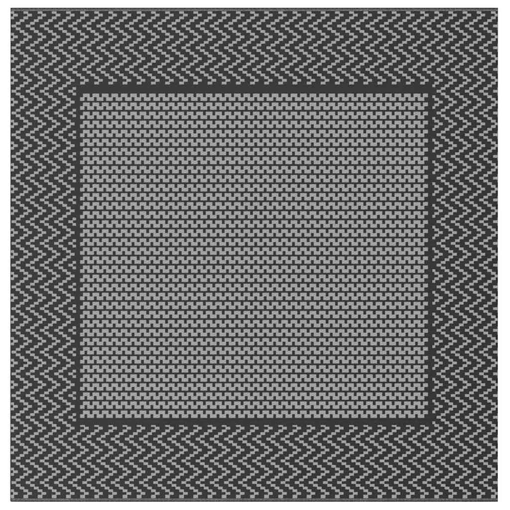 Outdoor Teppich ARAKIL Schwarz und Grau 250 x 250 cm PP