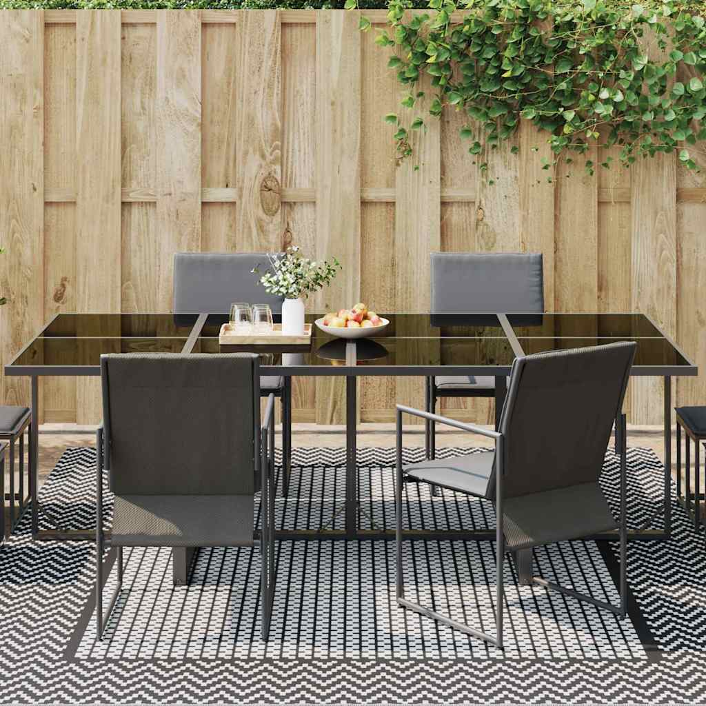Outdoor Teppich ARAKIL Schwarz und Grau 250 x 300 cm PP