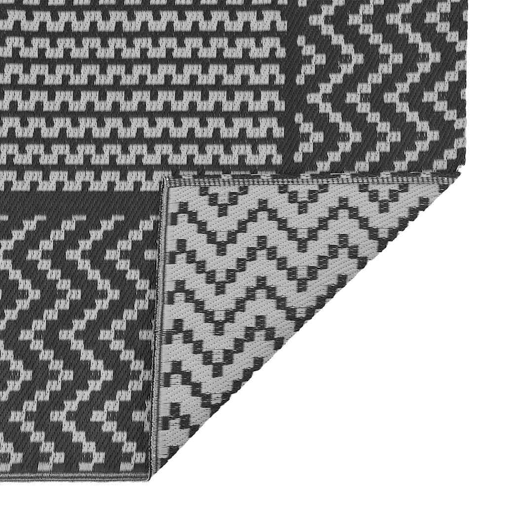 Outdoor Teppich ARAKIL Schwarz und Grau 250 x 600 cm PP