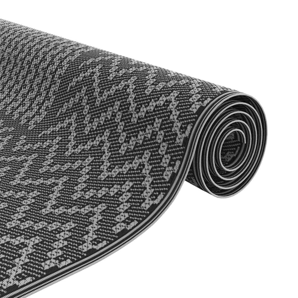 Outdoor Teppich ARAKIL Schwarz und Grau 300 x 600 cm PP