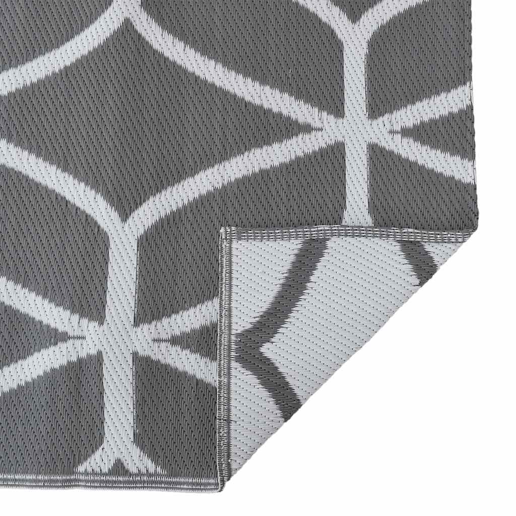 Outdoor Teppich ARAKIL Grau und Weiß 250 x 400 cm PP