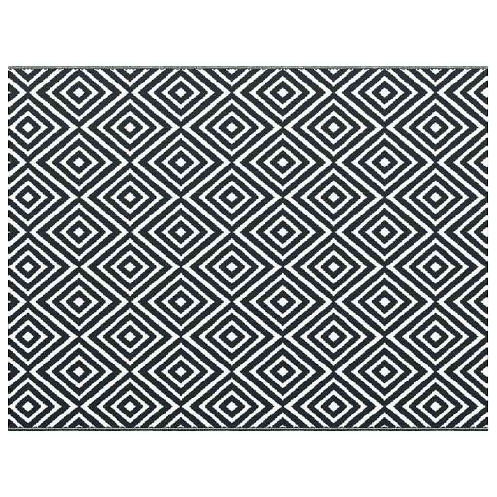 Outdoor Teppich ARAKIL Schwarz und Weiß 300 x 400 cm PP