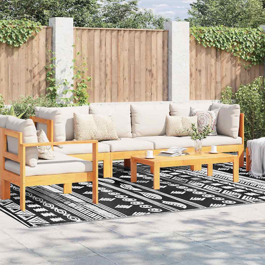 Outdoor Teppich ARAKIL Schwarzes Muster 300 x 400 cm PP