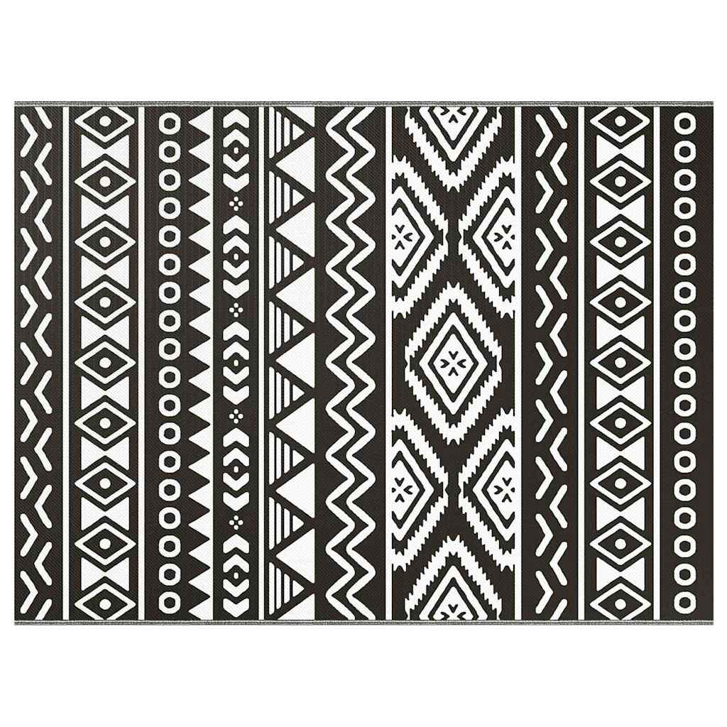 Outdoor Teppich ARAKIL Schwarzes Muster 300 x 400 cm PP