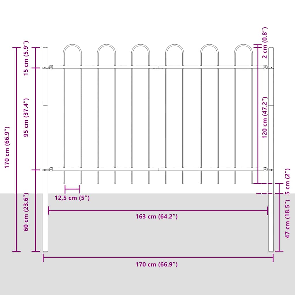 Gartenzaun BOXTEL 6 stk. 10,2 x 1,2 m Pulverbeschichteter Stahl