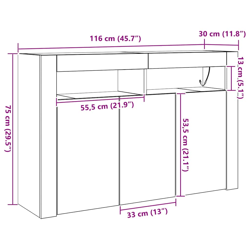 Sideboard Altholz 116 x 30 x 75 cm Holzwerkstoff