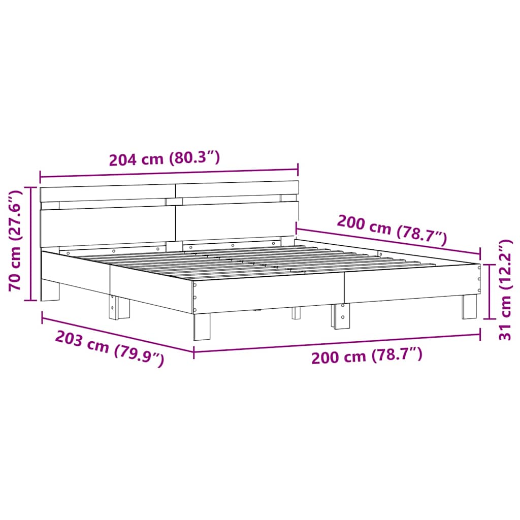 Bettrahmen Schwarz Eichen-Optik 200 x 200 cm Holzwerkstoff