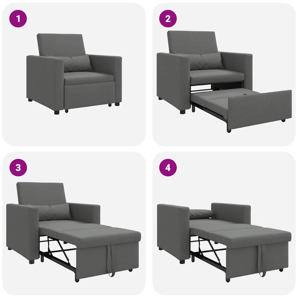 Einzel-Schlafsofa Dunkelgrau 90 x 165 x 87 cm Stoff