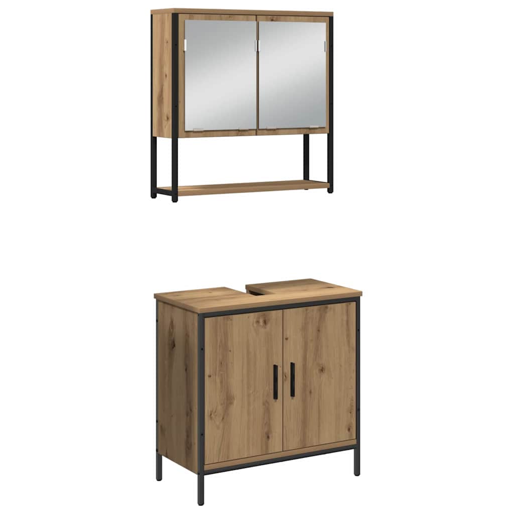 Badezimmermöbel Set mit Regal 3 pcs Braun 33 x 33 x 185.5 cm