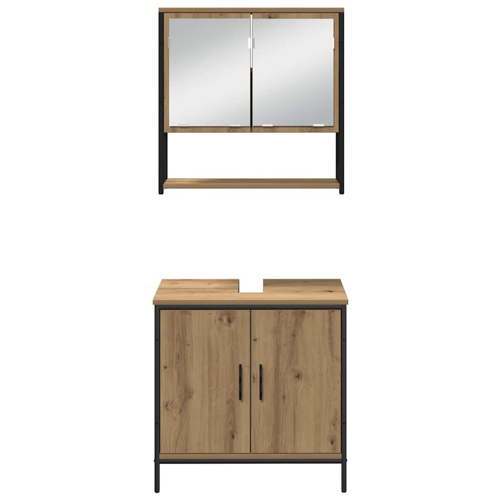 Badezimmermöbel Set mit Regal 3 pcs Braun 33 x 33 x 185.5 cm