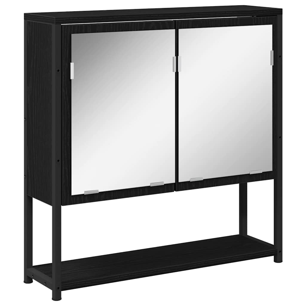Badezimmermöbel Set mit Regal 3 pcs Schwarz 33 x 33 x 185.5 cm