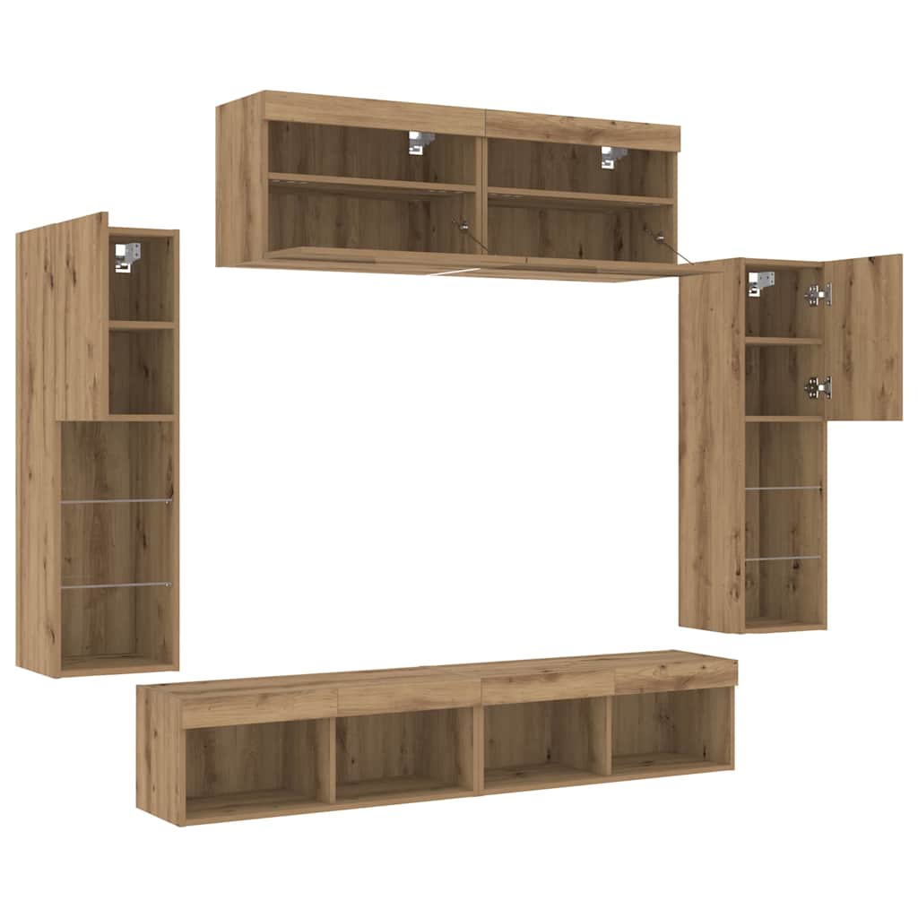 TV-Wandregal-Set 6 pcs Artisan-Eiche 30.5 x 30 x 102 cm