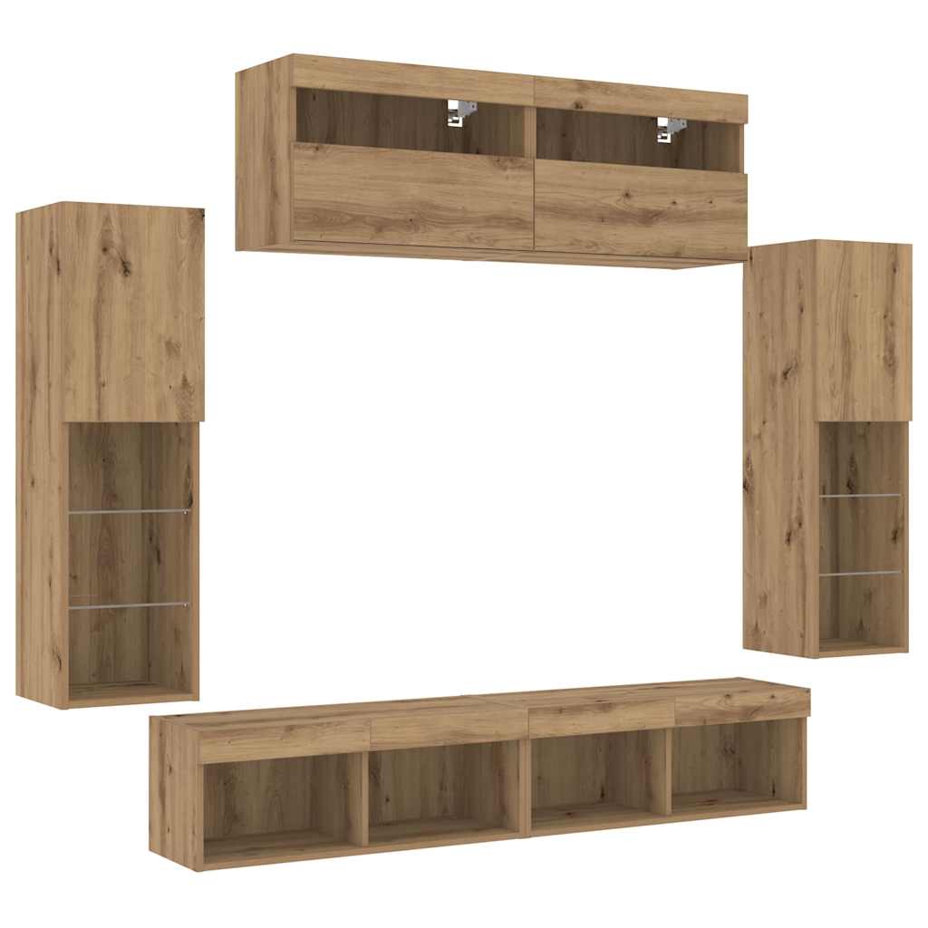 TV-Wandregal-Set 6 pcs Artisan-Eiche 30.5 x 30 x 102 cm