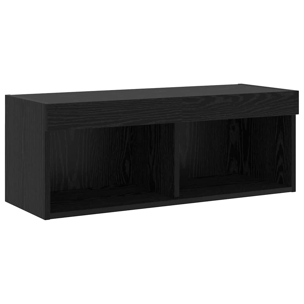 TV-Wandregal-Set 6 pcs Schwarz Eichen-Optik 30.5 x 30 x 102 cm