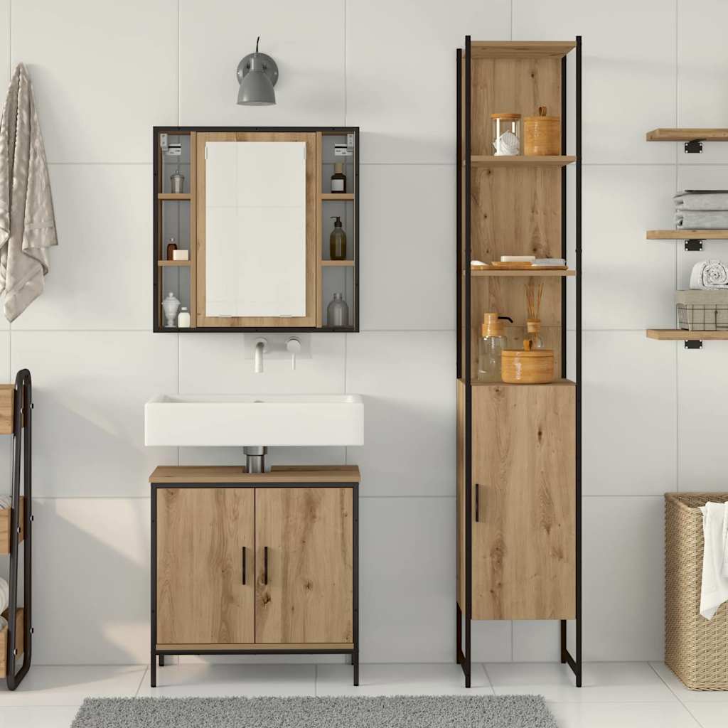Badezimmer Waschbeckenmöbel mit Regal Braun 33 x 33 x 185.5 cm