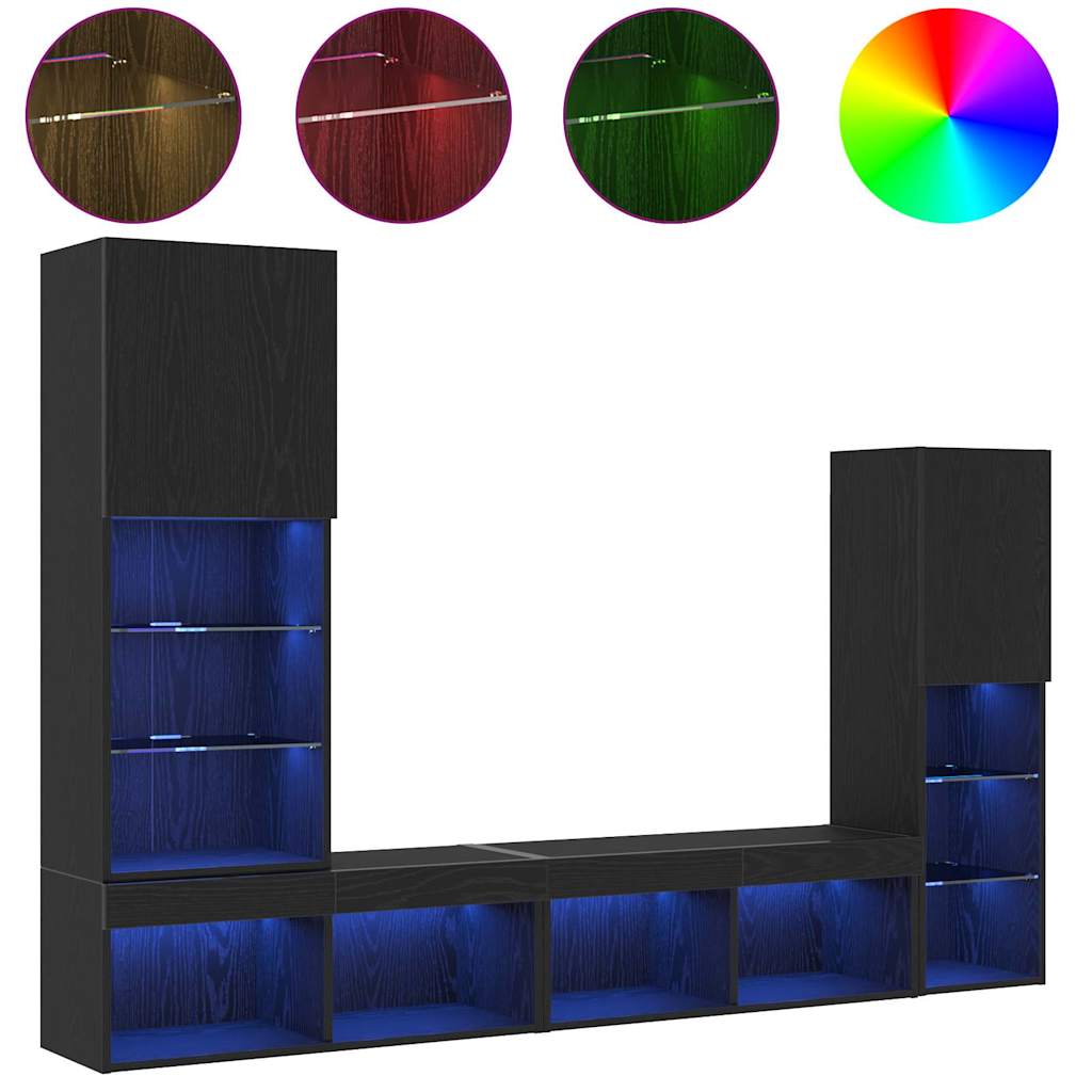 TV-Schränk Schwarz Eichen-Optik 40,5 x 30 x 102 cm