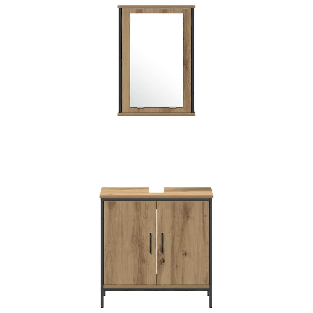 Badezimmermöbel Set mit Regal 3 pcs Braun 33 x 33 x 185.5 cm
