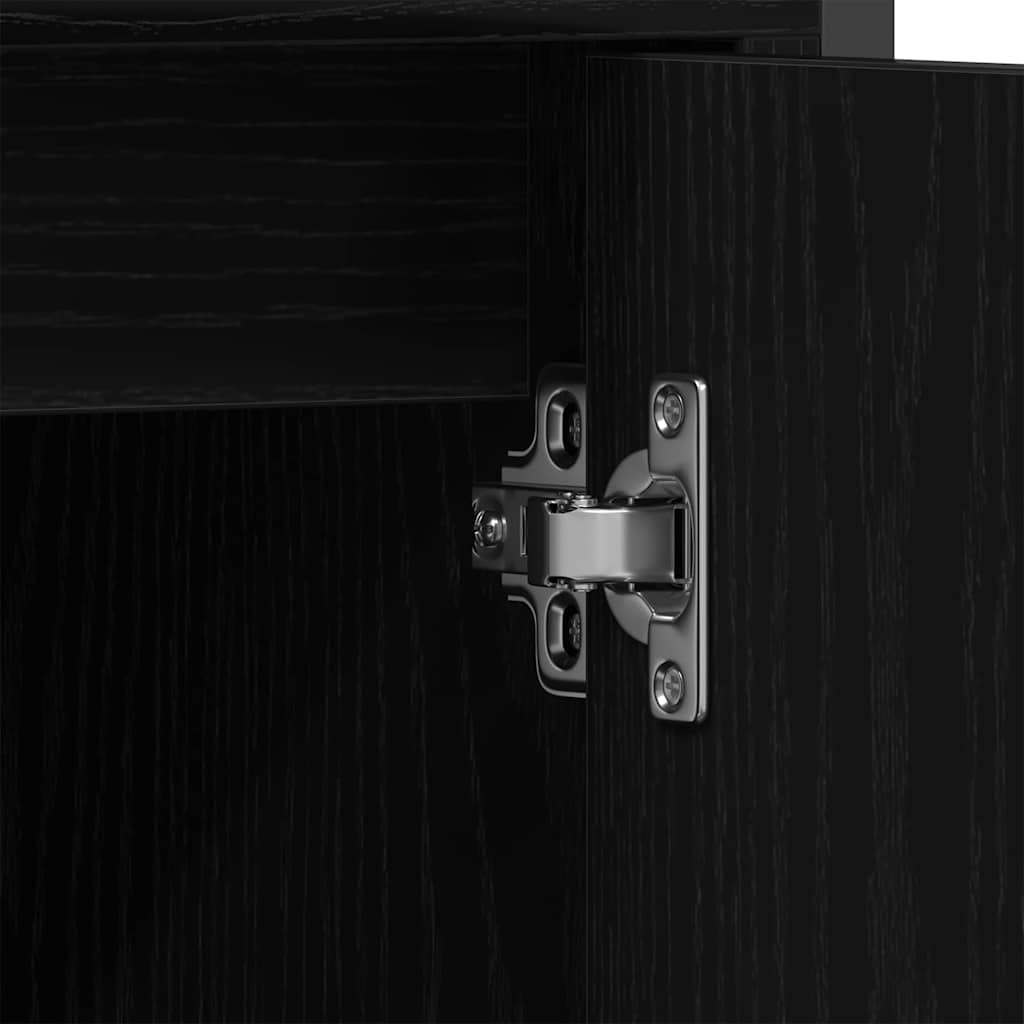 Badezimmermöbel Set mit Regal 3 pcs Schwarz 33 x 33 x 185.5 cm