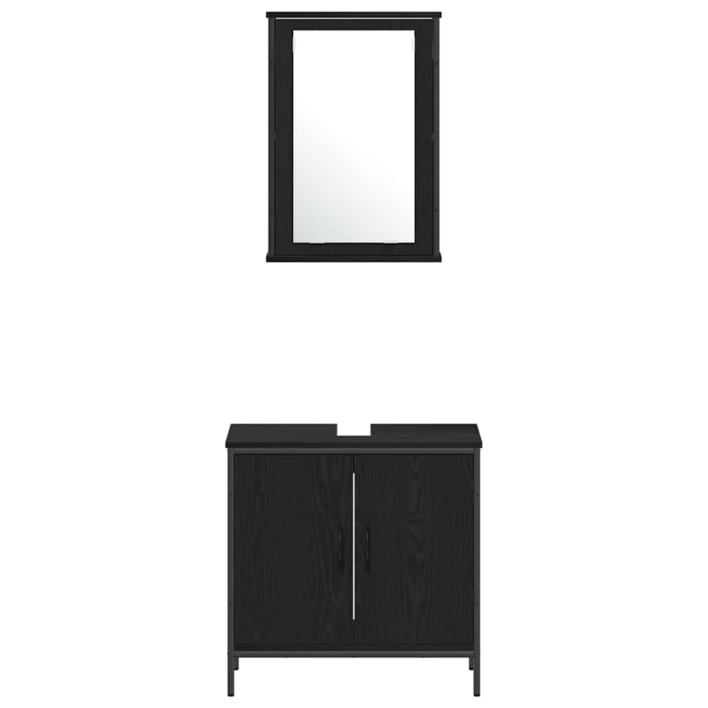 Badezimmermöbel Set mit Regal 3 pcs Schwarz 33 x 33 x 185.5 cm