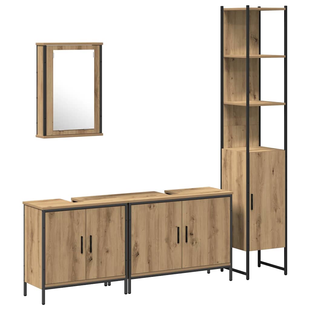 Badezimmermöbel Set mit Regal 4 pcs Braun 33 x 33 x 185.5 cm