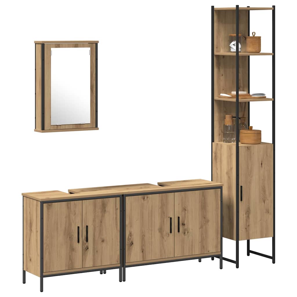 Badezimmermöbel Set mit Regal 4 pcs Braun 33 x 33 x 185.5 cm