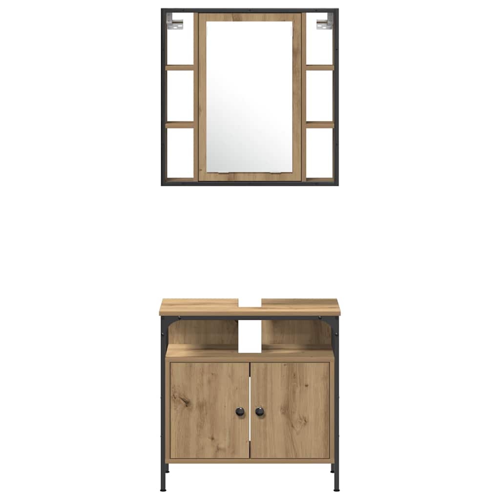 Badezimmerschrankset mit Regal mit Tür 4 pcs Eiche handwerklich