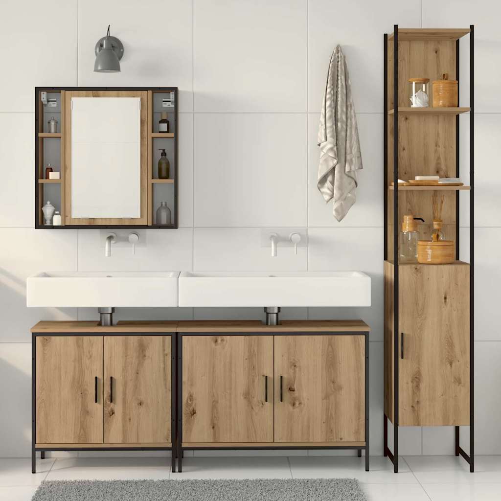 Badezimmermöbel Set mit Regal 4 pcs Braun 33 x 33 x 185.5 cm