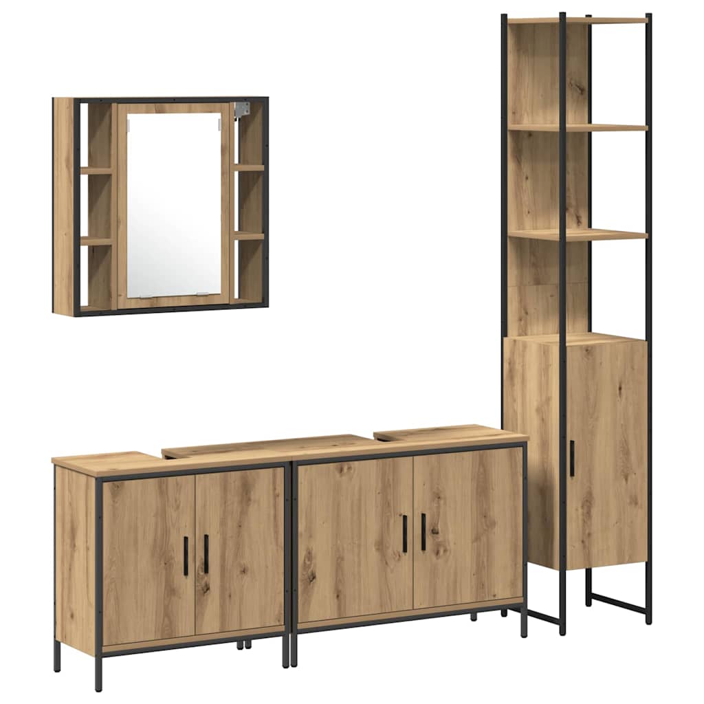 Badezimmermöbel Set mit Regal 4 pcs Braun 33 x 33 x 185.5 cm