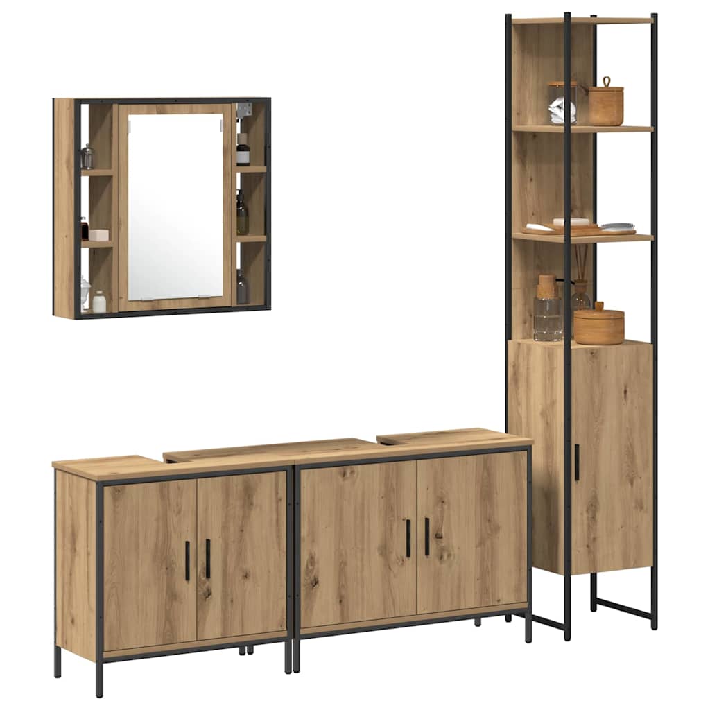 Badezimmermöbel Set mit Regal 4 pcs Braun 33 x 33 x 185.5 cm