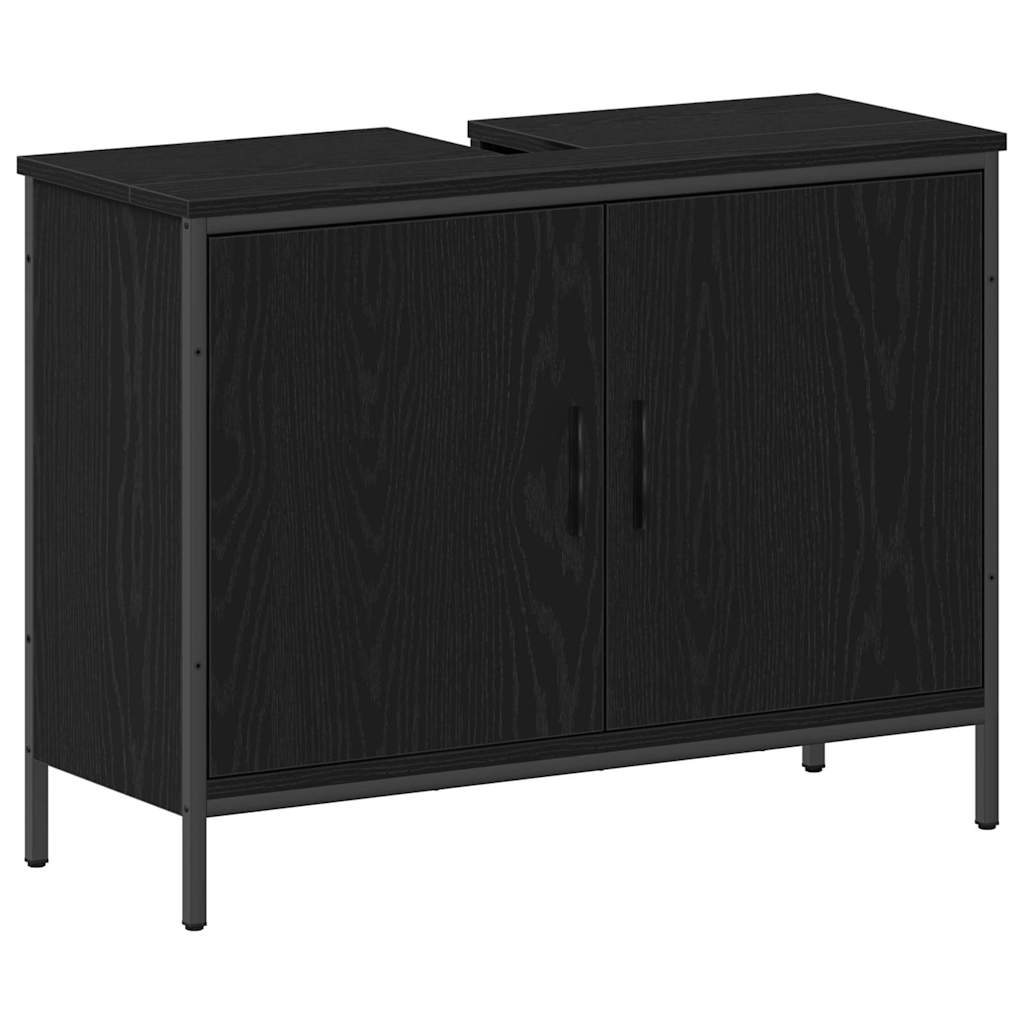 Badezimmermöbel Set mit Regal 4 pcs Schwarz 33 x 33 x 185.5 cm