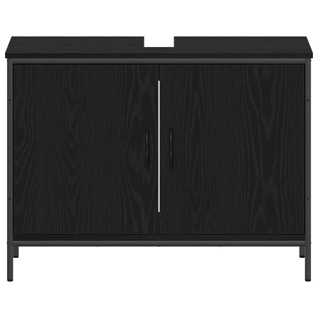 Badezimmermöbel Set mit Regal 4 pcs Schwarz 33 x 33 x 185.5 cm