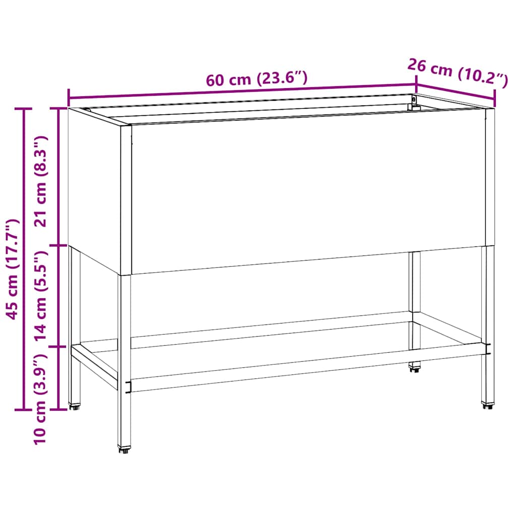Hochbeet Gartenpflanzer Rostig 60 x 26 x 45 cm Wetterfeststahl
