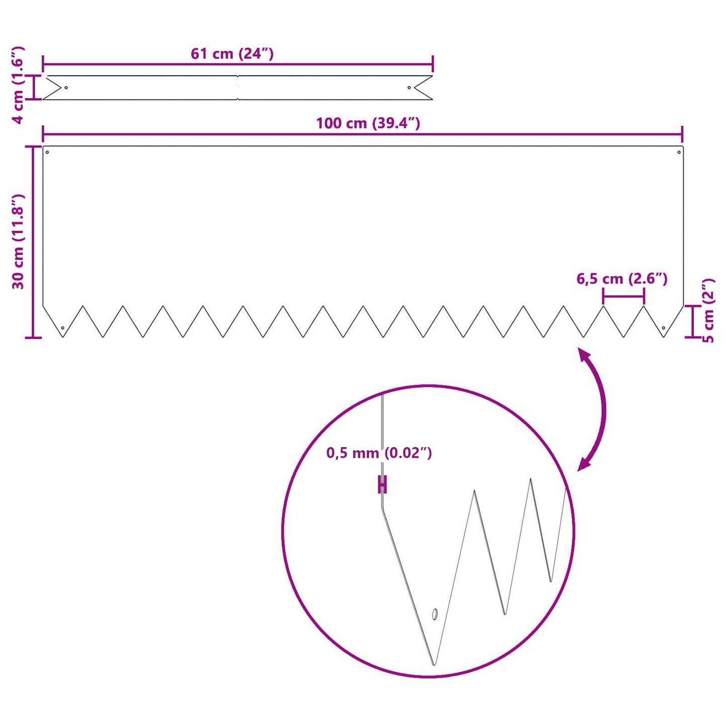 Raseneinfassung 20 stk. 100 x 0,05 x 30 cm Kalt gewalzter Stahl