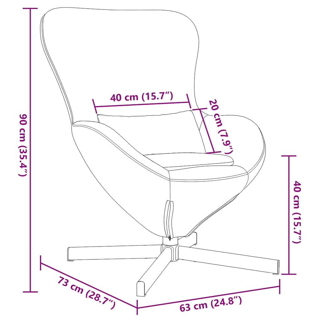 Eiersessel Weinrot 63 x 73 x 90 cm Samt