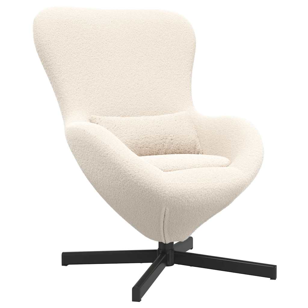 Eiersessel Creme 63 x 73 x 90 cm Lockiger wollähnlicher Stoff