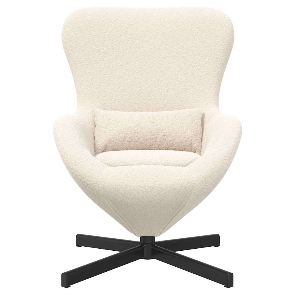 Eiersessel Creme 63 x 73 x 90 cm Lockiger wollähnlicher Stoff