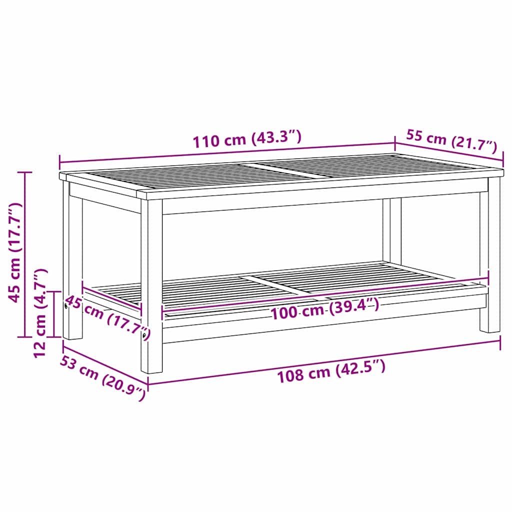 Beistelltisch Öl-Natur 110 x 55 x 45 cm Massivholz Akazie