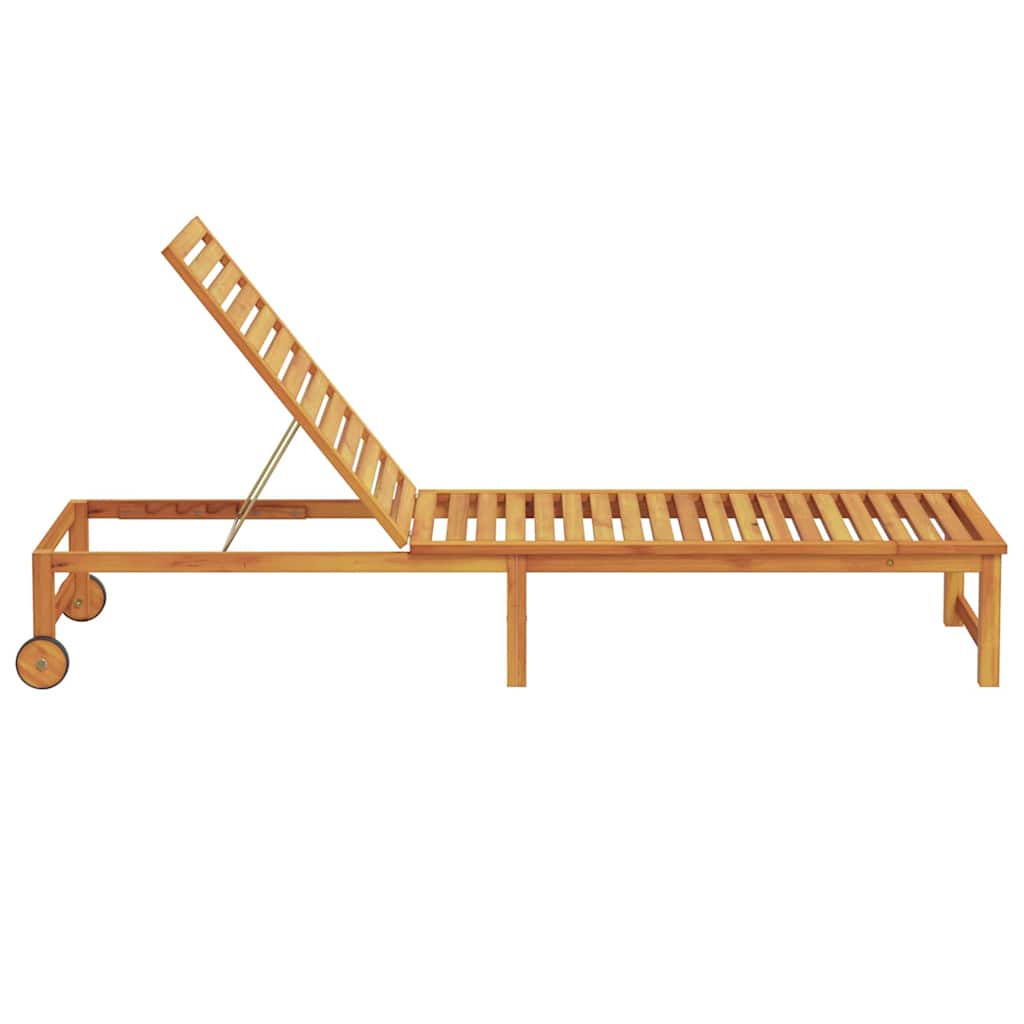 Sonnenliege 1-Person Braun 53 x 202 x 89cm Massivholz Akazie