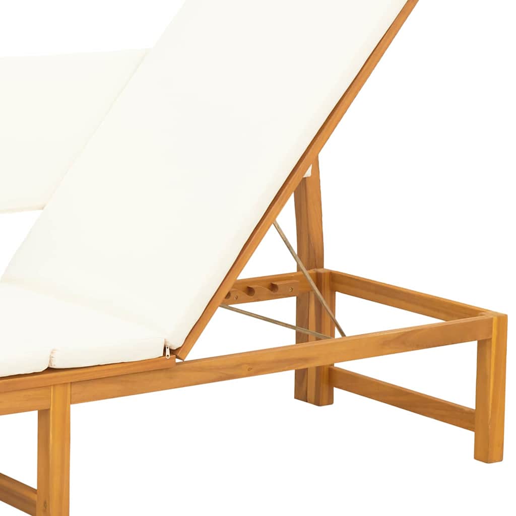 Sonnenliege mit Kissen Braun 200 x 57 x 75cm Massivholz Akazie