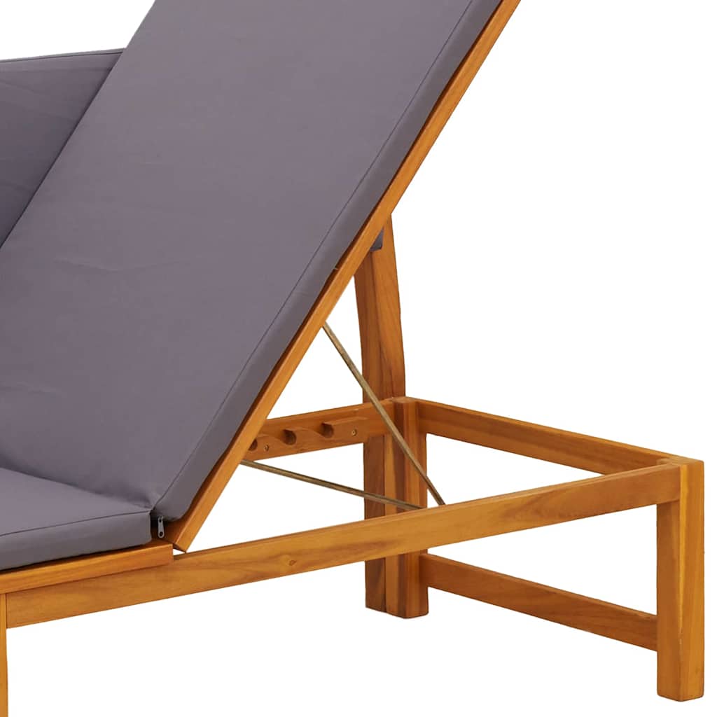 Sonnenliege 1-Person Braun 200 x 57 x 75cm Massivholz Akazie