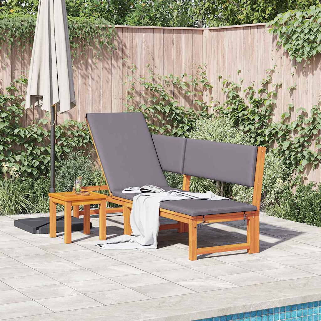 Sonnenliege 1-Person Braun 200 x 57 x 75cm Massivholz Akazie