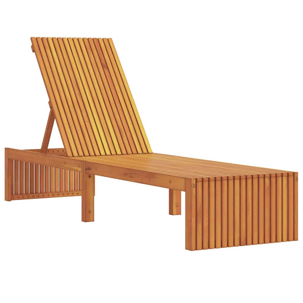 Sonnenliege 1-Person Braun 200 x 55 x 94cm Massivholz Akazie